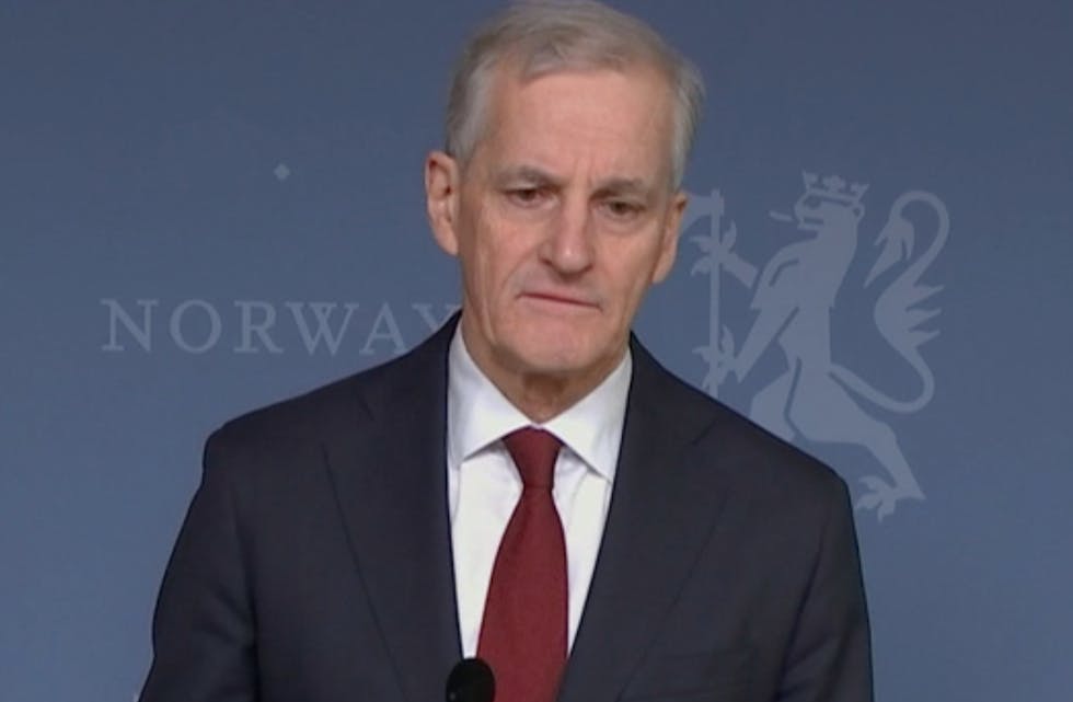 Statsminister Jonas Gahr Støre under gårsdagens pressekonferanse i forbindelse med kunngjøringen av den nye regjeringen.