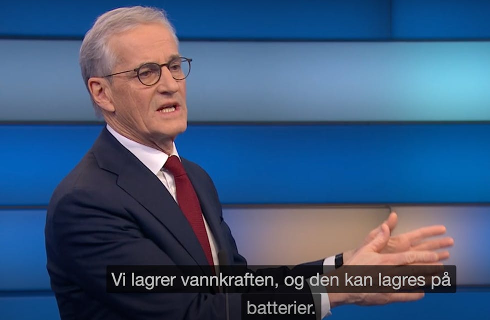 Jonas Gahr Støre i "statsministerdebatten" på Debatten forrige uke. Foto: Skjermdump NRK