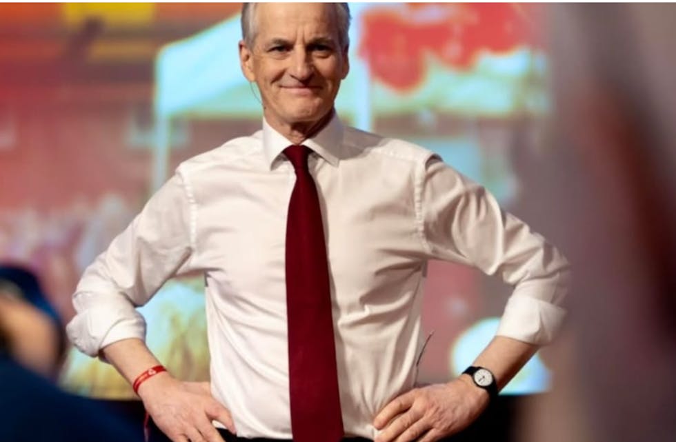 Jonas Gahr Støre under Arbeiderpartiets landsstyremøte i Bergen i går. Foto: Skjermdump fra FB.