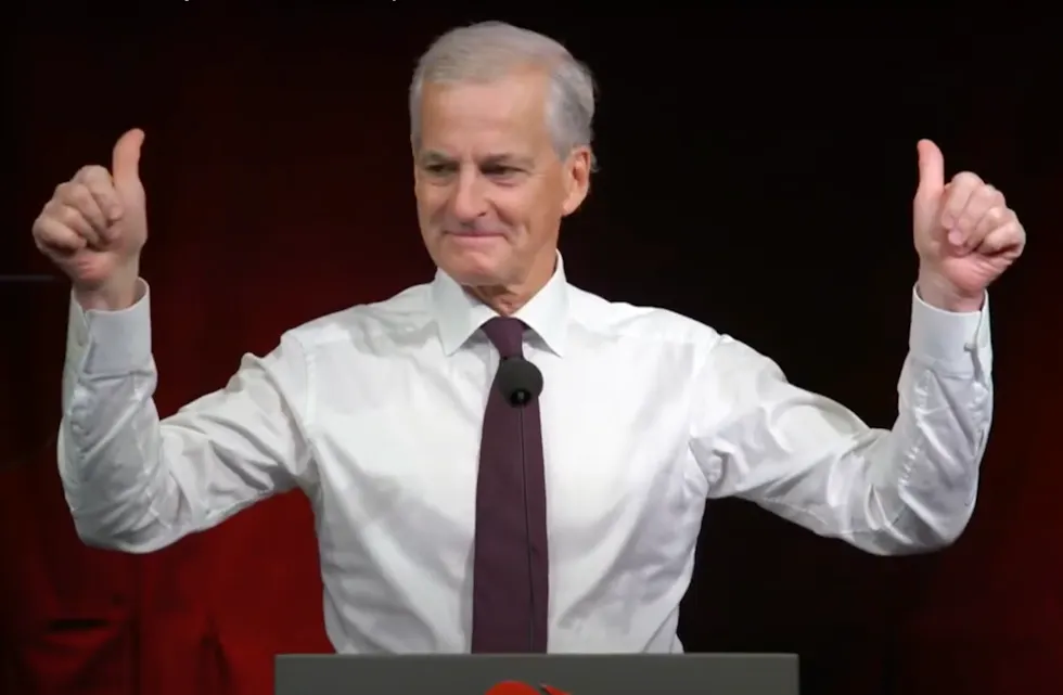 Jonas Gahr Støre i forbindelse med hans tale til landsstyret i Arbeiderpartiet i 2024. Foto: Skjermdump Arbeiderpartiet