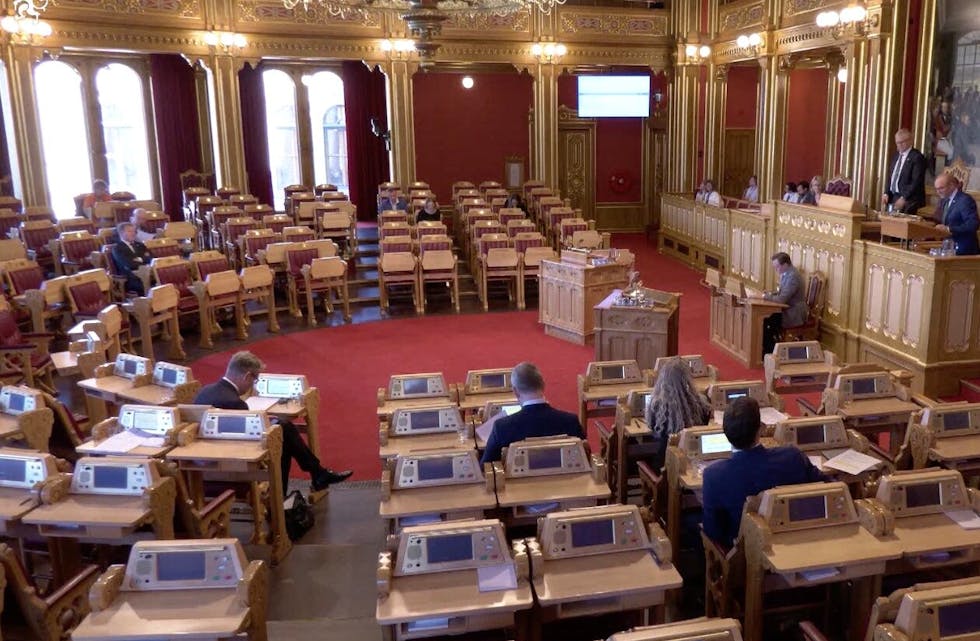 Skjermdump fra forhandlingene i Stortinget i dag.
