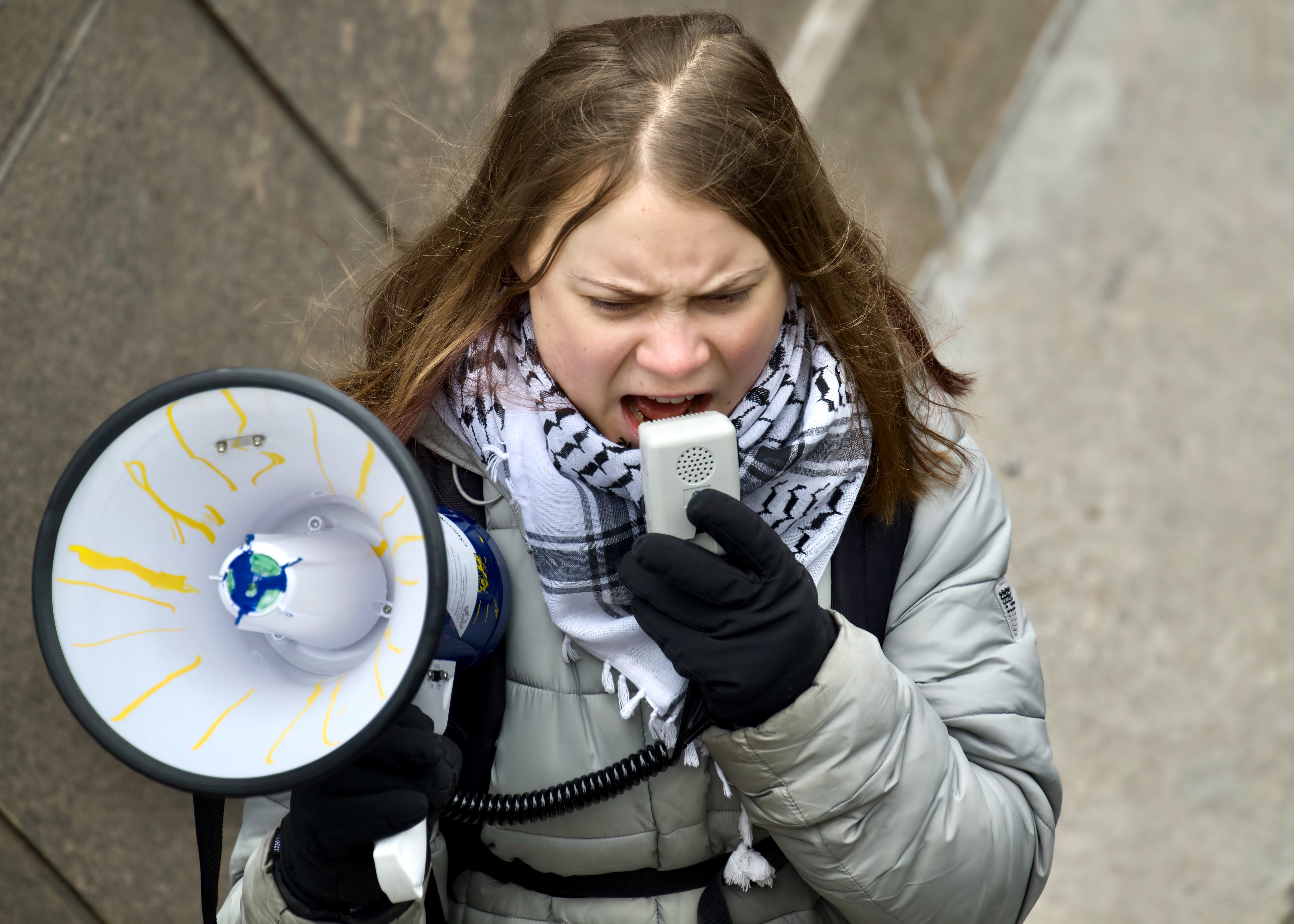 Greta Thunberg i forbindelse med en klimademonstrasjon.